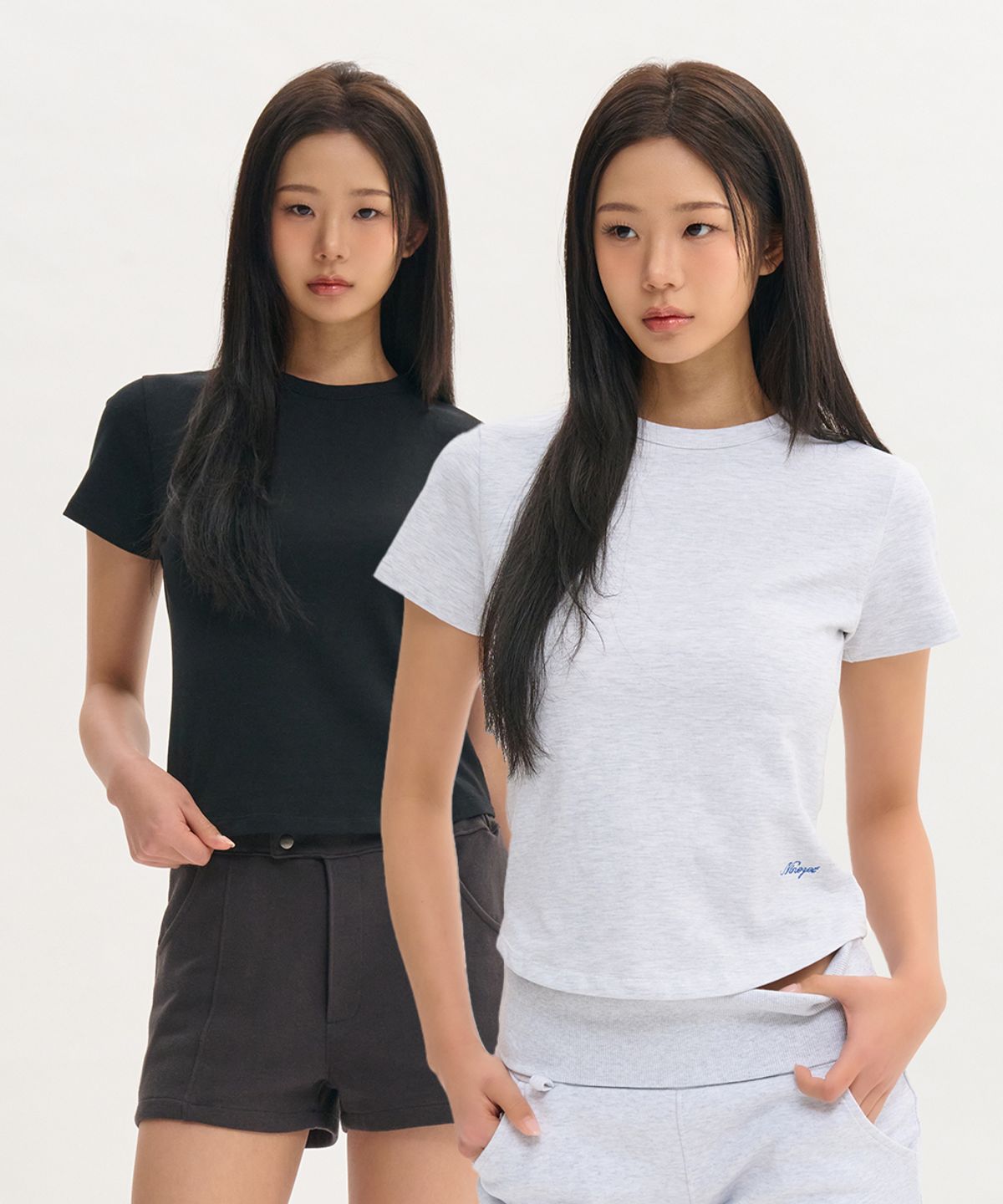 나인제트(NINEZ) [2PACK] 시그니처 슬림 크루넥 반팔 티셔츠 (4color)