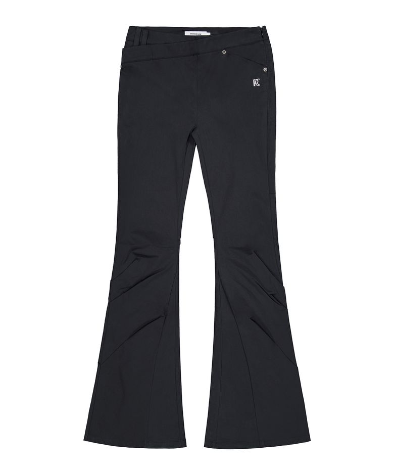 Wrap Waist Flare Pants - Black