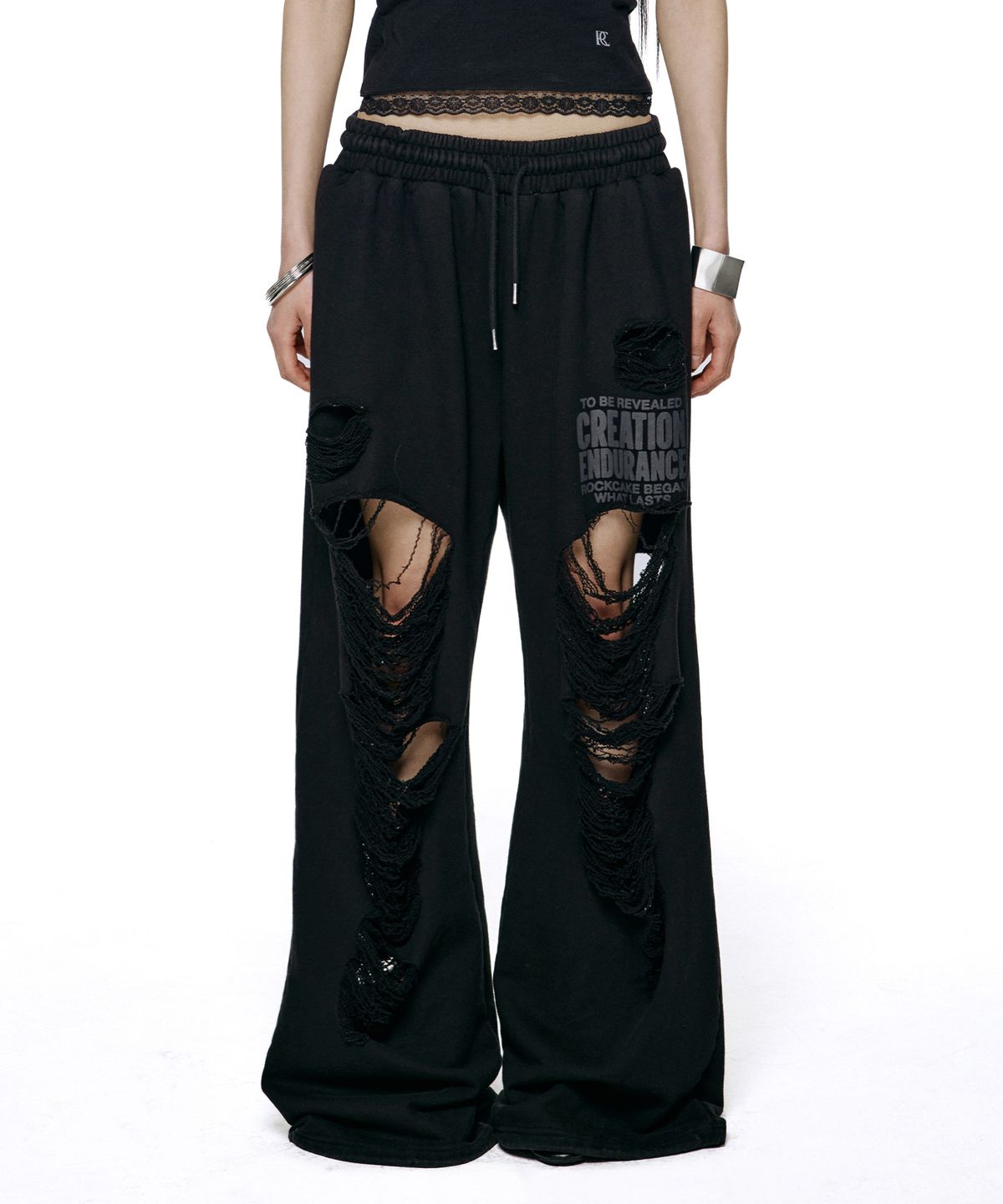락케이크(ROCKCAKE) Creation Damage Jogger - Black