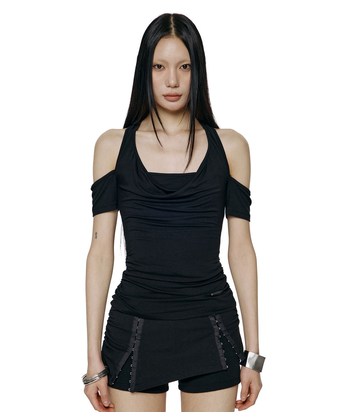 락케이크(ROCKCAKE) Cowl Neck Top - Black