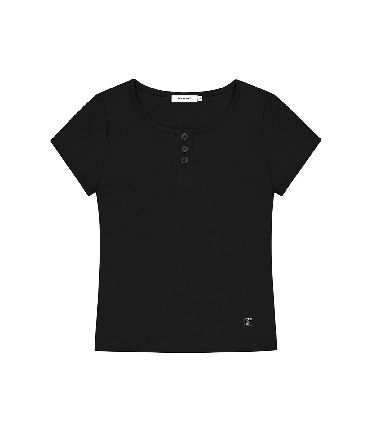 락케이크(ROCKCAKE) Essential Henly Neck Top - Black