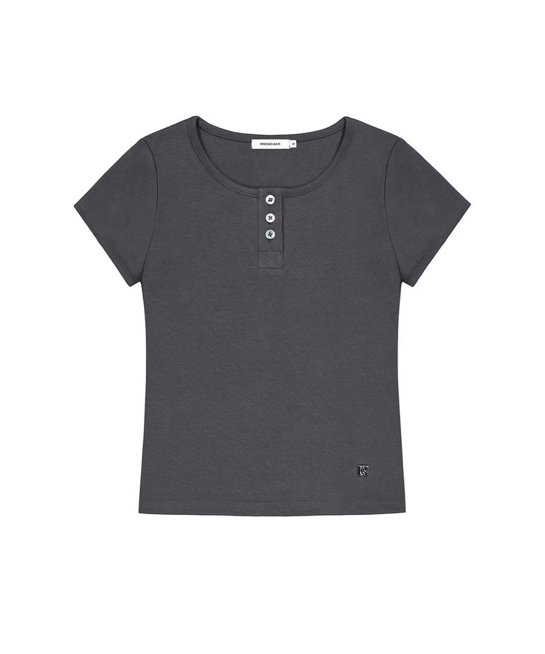 Essential Henly Neck Top - Charcoal