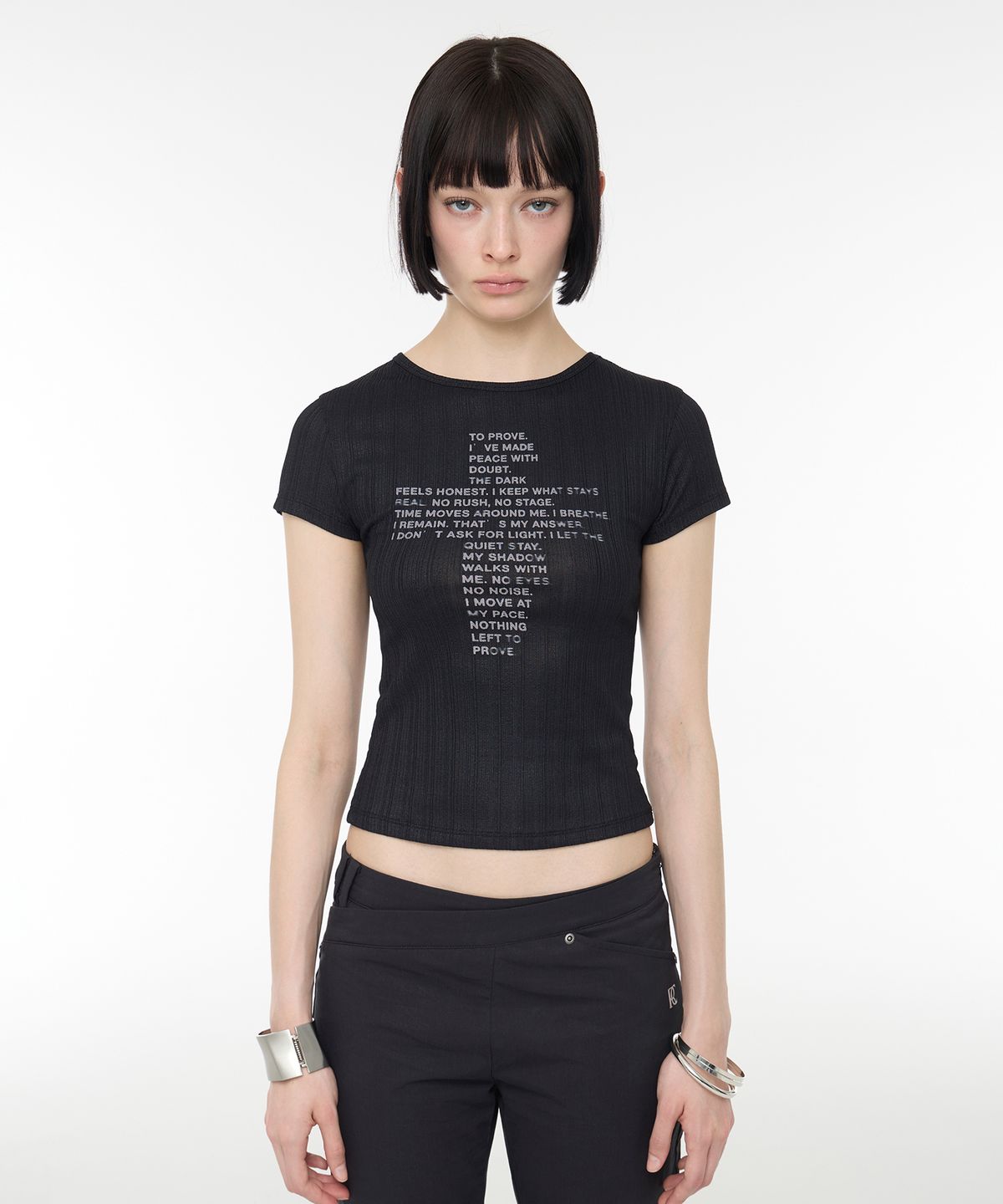 락케이크(ROCKCAKE) Cross Crop Top - Black