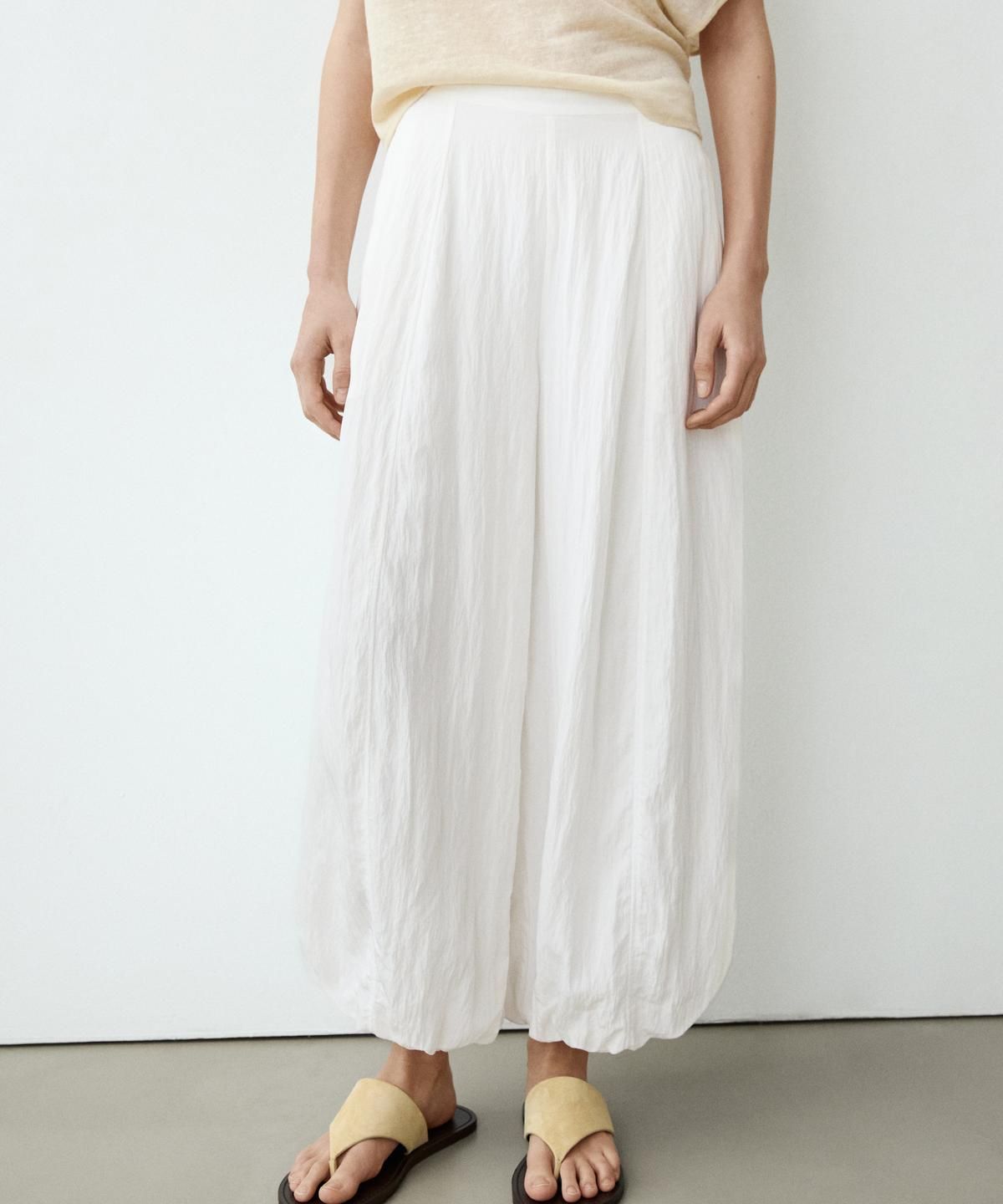 마시모두띠(MASSIMO DUTTI) 100% 린넨 와이드 레그 스트레치 팬츠