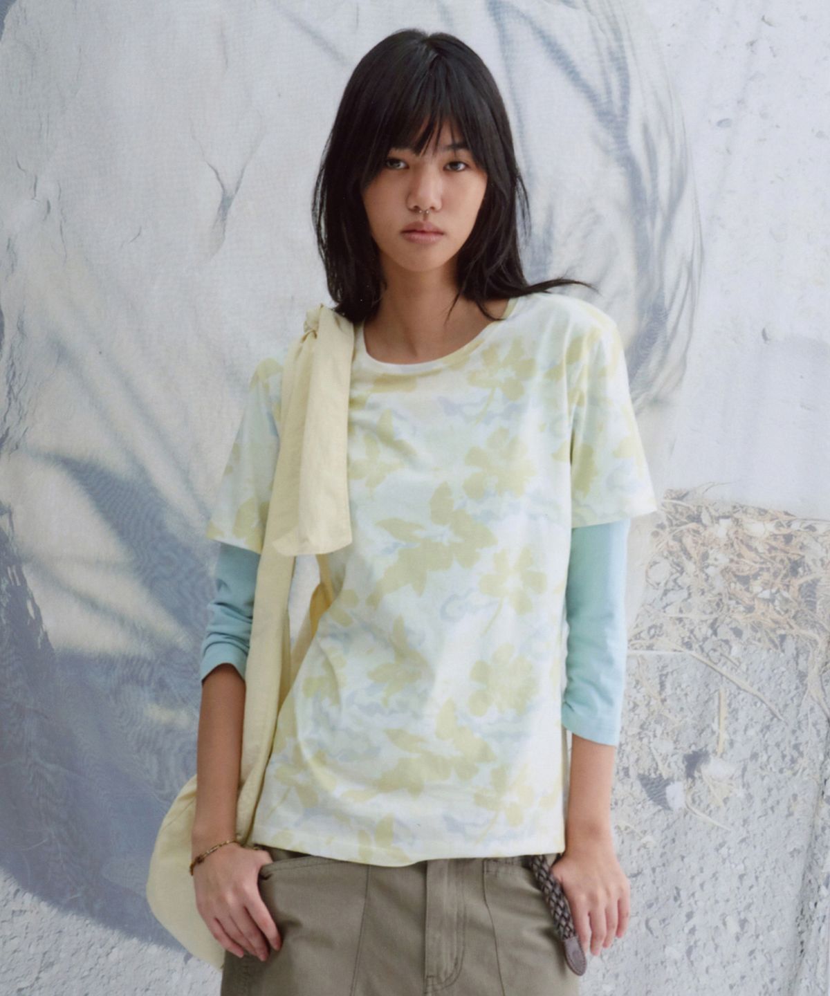 웰빙익스프레스(WELLBEING EXPRESS) Flower Camouflage Half Sleeve Green