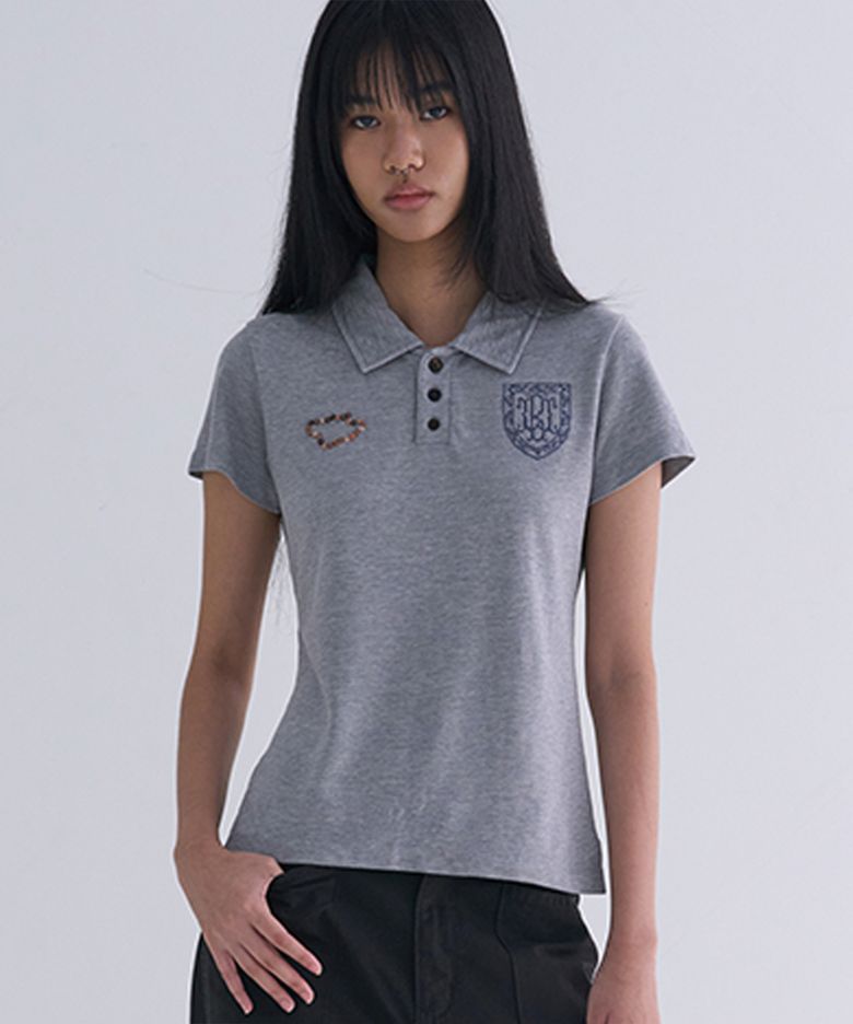 Football PK Half Sleeve Melange Grey