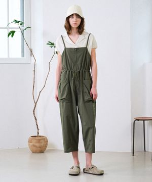 여성 볼륨 포켓 오버롤 (KHAKI)