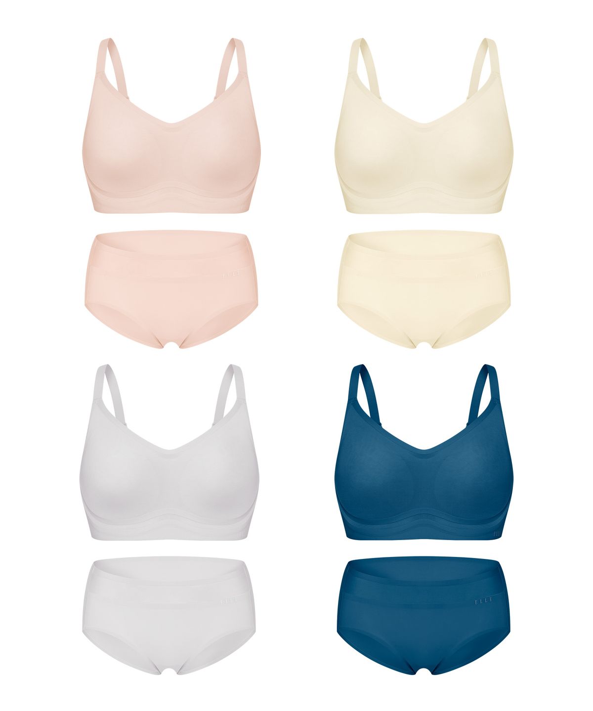 엘르이너웨어(ELLE INNERWEAR) 에어리 메쉬 풀커버 브라 팬티 세트