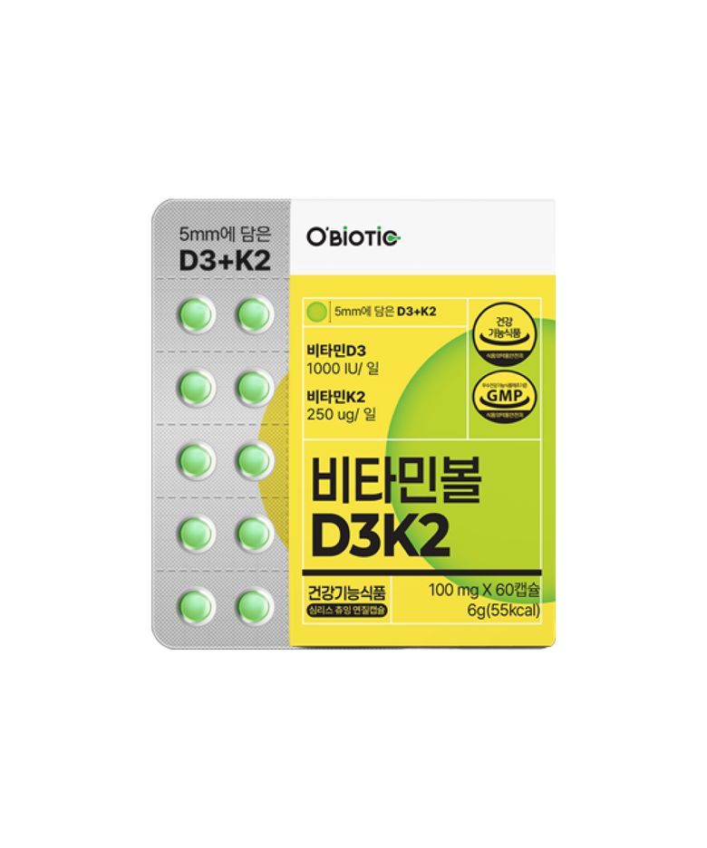 오바이오틱 비타민볼 D3K2 60정 2개월분 1개 뼈건강 관절영양제
