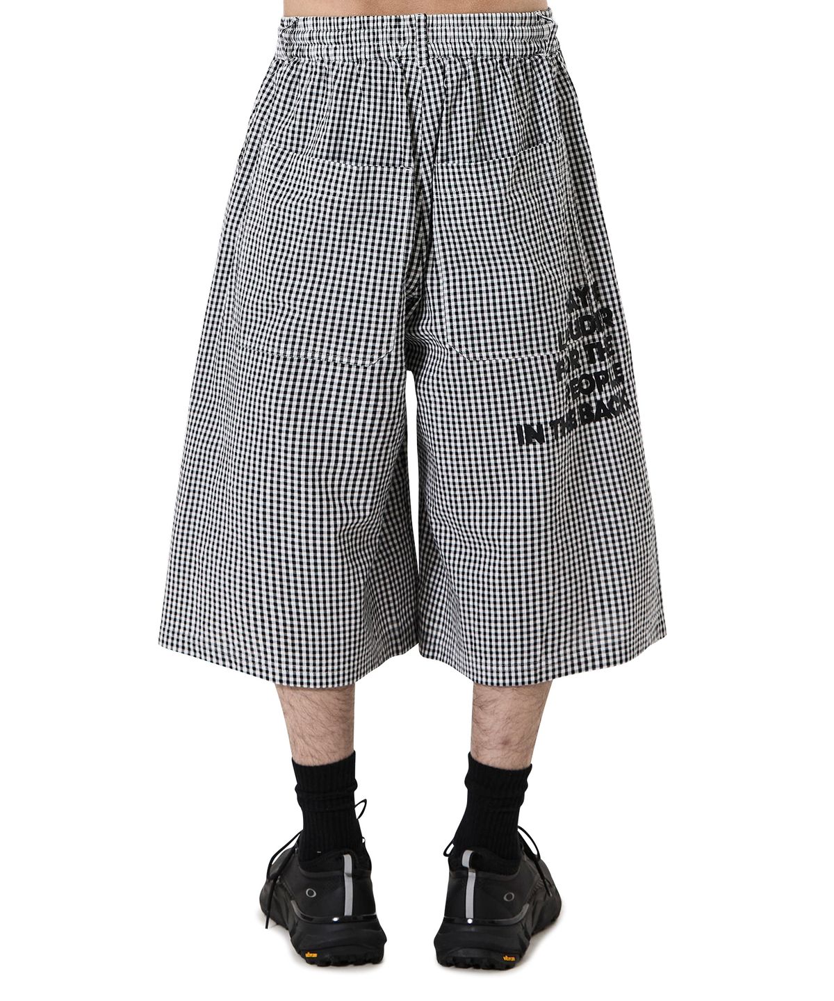 오픈야드(오와이)(OPENYARD(OY)) CHECK WIDE SHORTS - BLACK