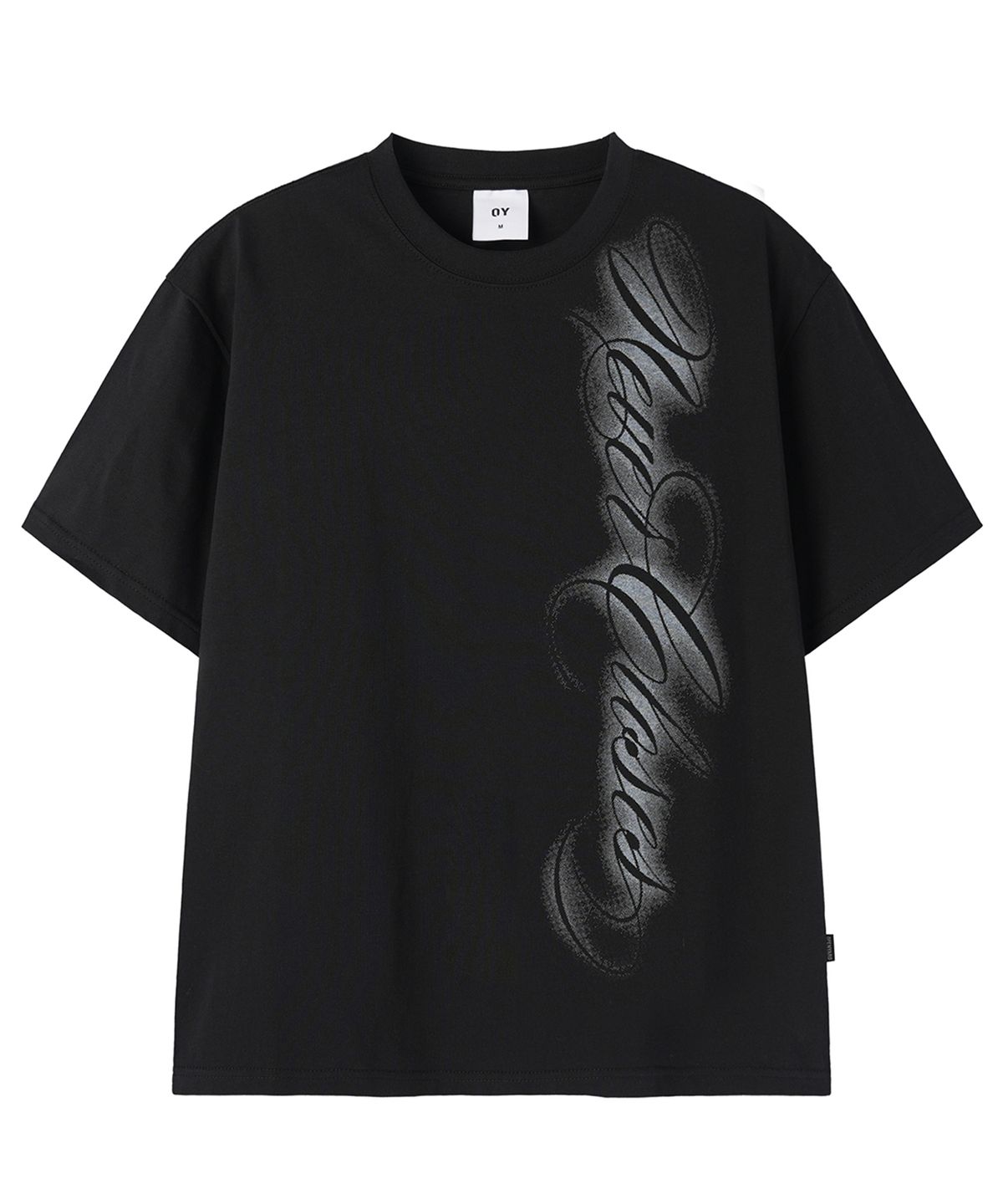 오픈야드(오와이)(OPENYARD(OY)) NOISELINE SCRIPT TEE - BLACK