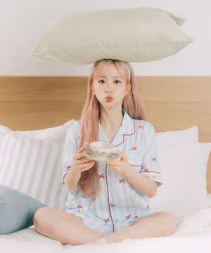 실크핏 보니 반팔 커플 잠옷 세트