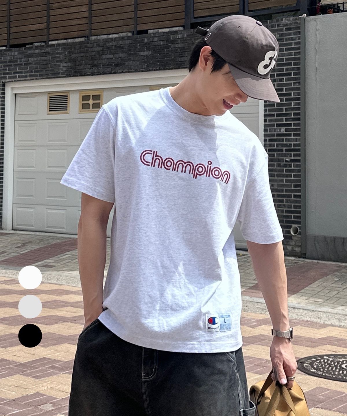 챔피온(CHAMPION) 트랙 로고 조그택 티셔츠 3color