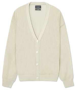 [런웨이] 크로셰 브이넥 니트 가디건_베이지