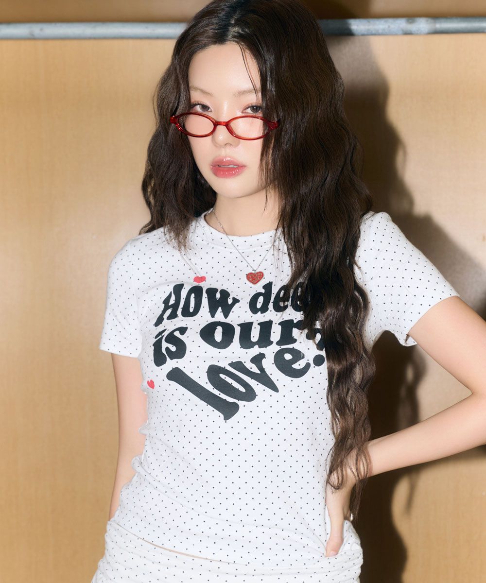 MUSINSA公式 | LUVISTRUE LOVE SLIM FIT DOT TEE(WHITE)