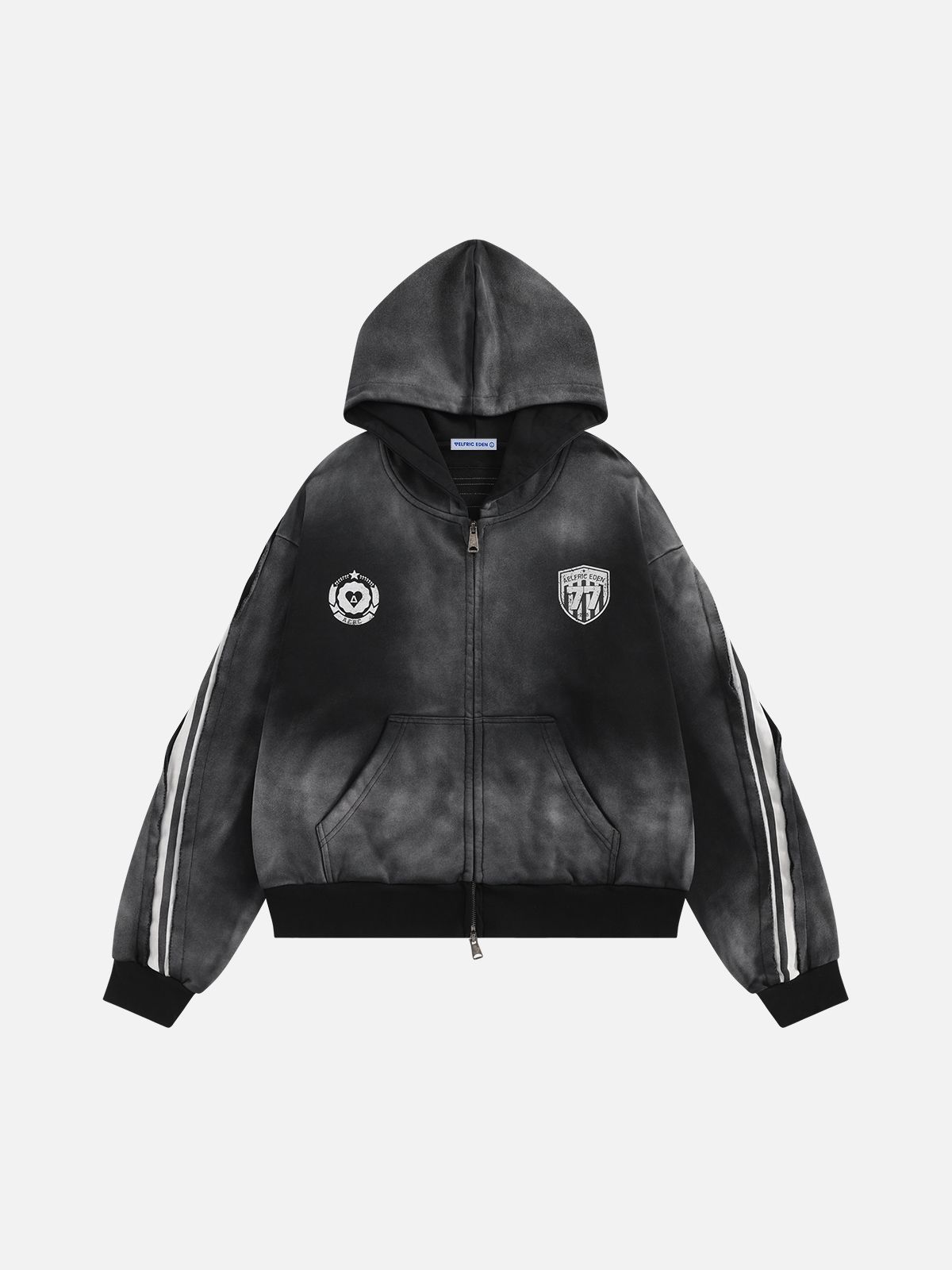 엘프릭 에덴(AELFRIC EDEN) Stripe Washed Zip Up Hoodie후드집업 AE25CHQ30431-01TBLK