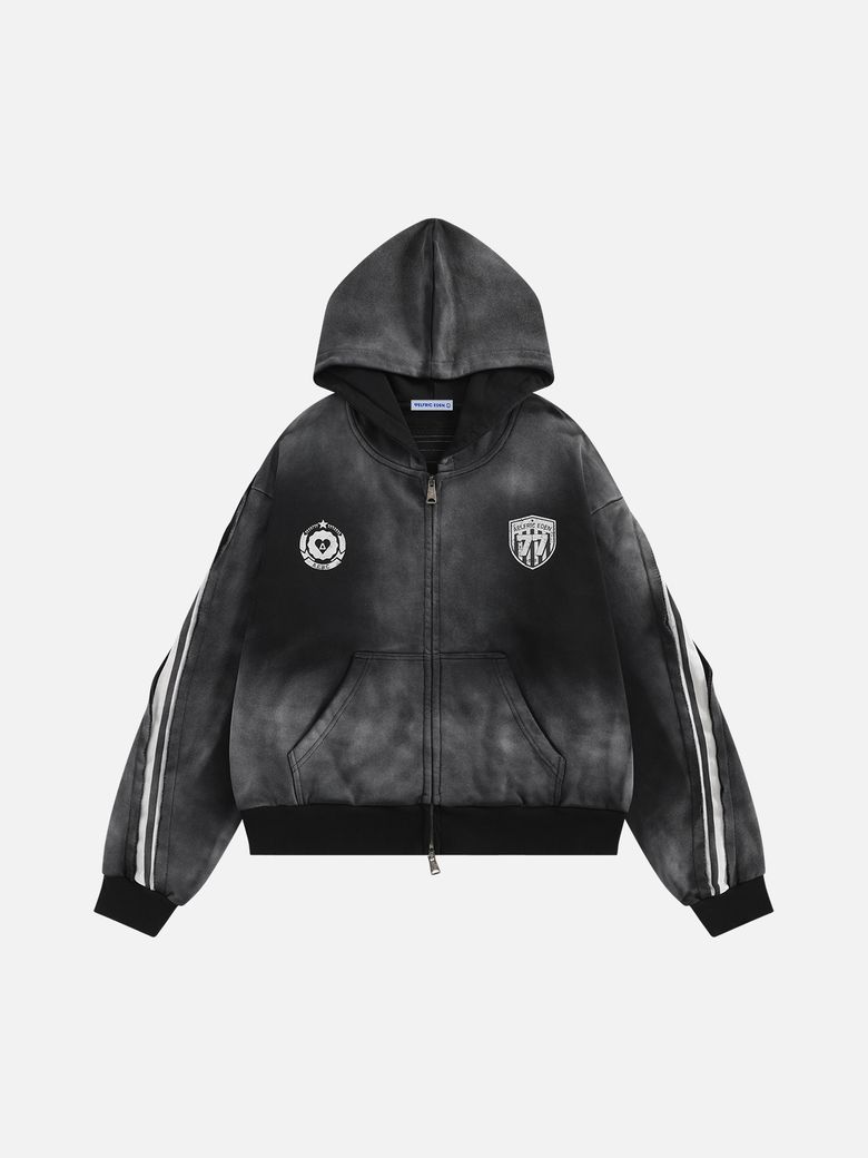 Stripe Washed Zip Up Hoodie후드집업 AE25CHQ30431-01TBLK