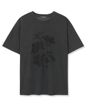 뮤티드 무궁 오버핏 반팔 티셔츠_차콜