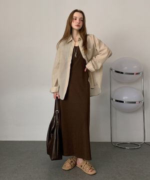 [SET] Semi Sheer Shirt + Long Dress Set-up (3colors)