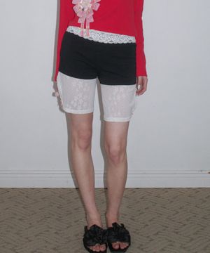 Star Lace Ribbon Half Pants_BLACK