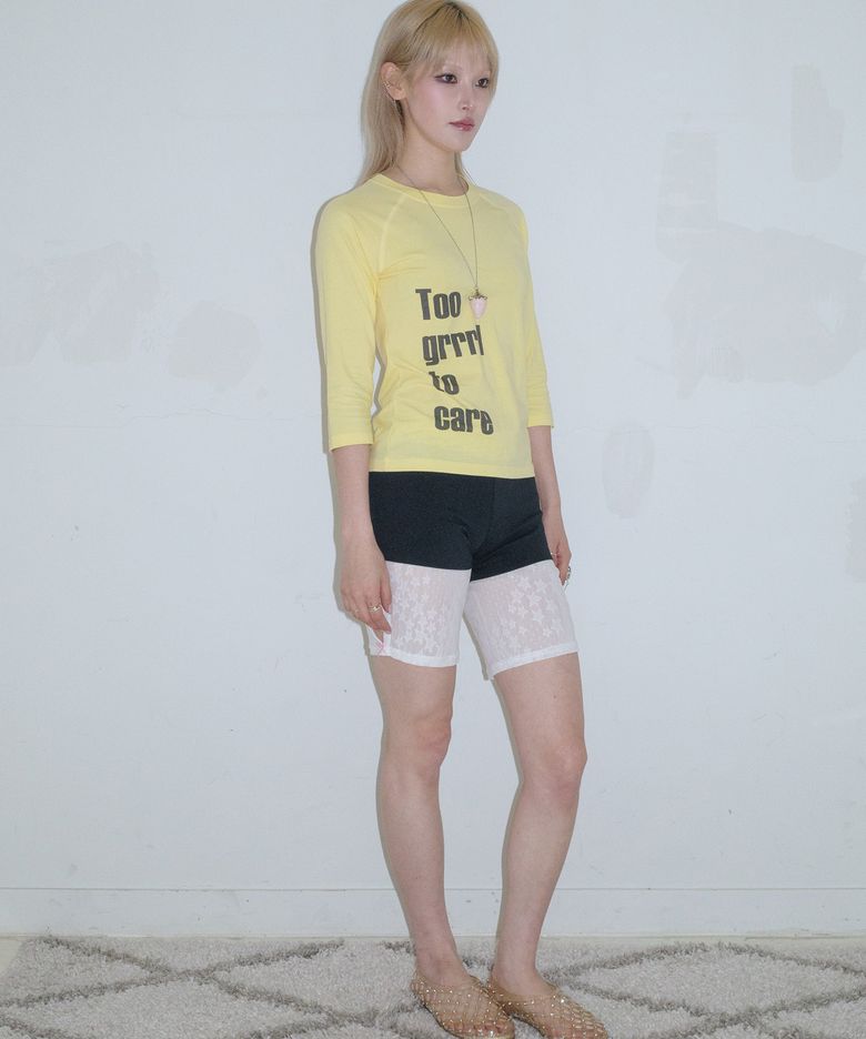 Star Lace Ribbon Half Pants_BLACK