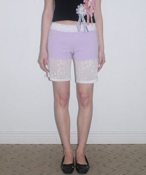 Star Lace Ribbon Half Pants_LAVENDER