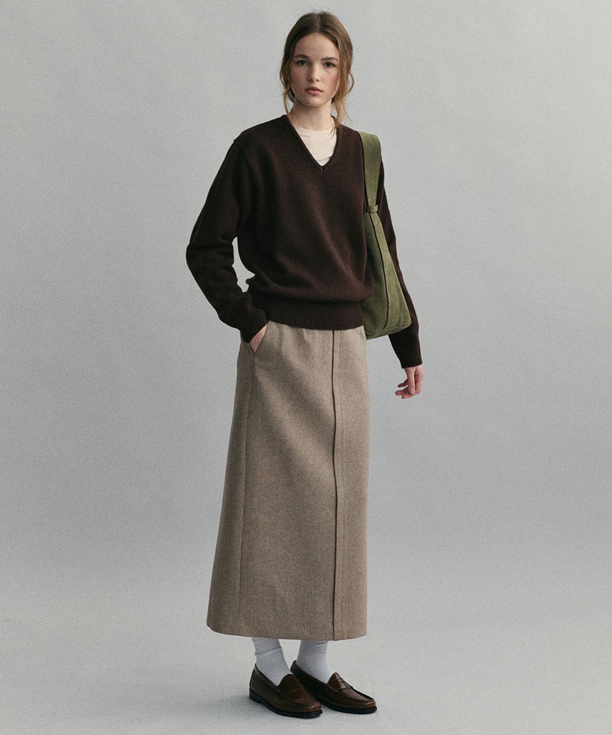 아우브아워(AUBOUR) lip pencil skirt winter ver. (beige)