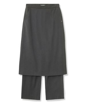 스트라이프 레이어드 스커트 팬츠_그레이