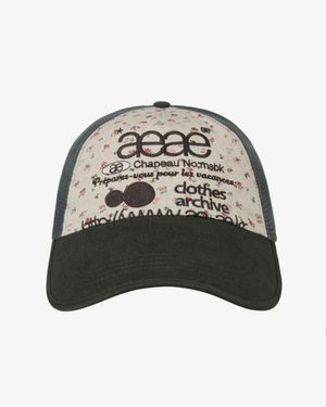 WEB LOGO FLOWER MESH CAP [BEIGE/DARK GREEN]