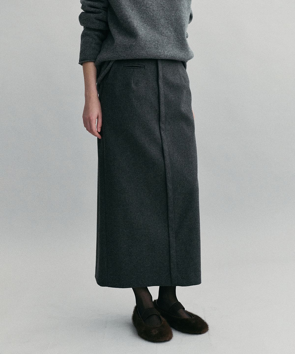 아우브아워(AUBOUR) lip pencil skirt winter ver. (grey)