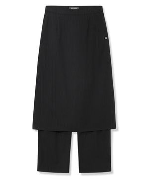 [런웨이] 스트라이프 레이어드 스커트 팬츠_블랙