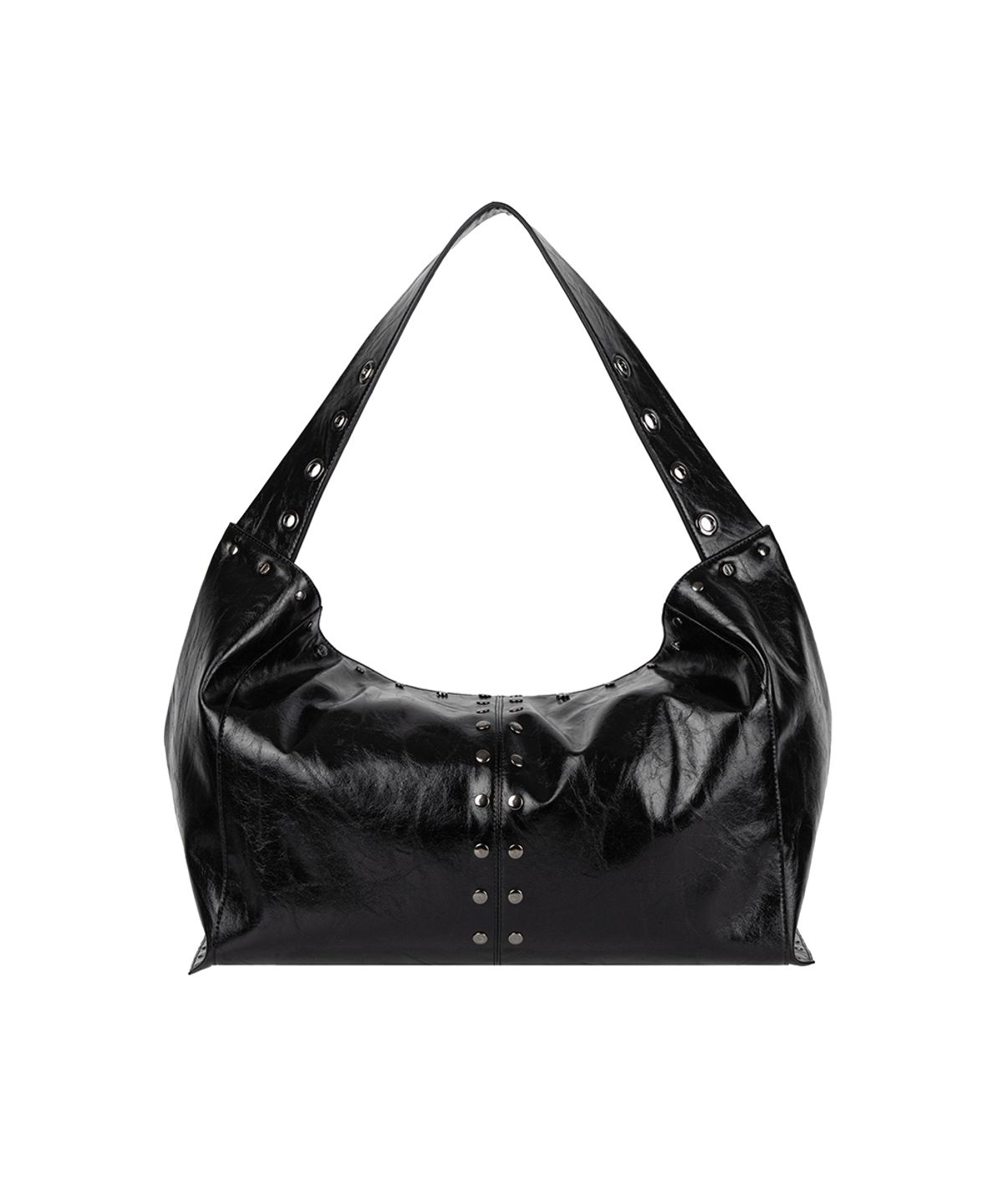트리밍버드(TREEMINGBIRD) Soft Studded Big Shoulder Bag [ Black ]