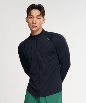 멀티 쿨링 드라이 에센셜 루즈핏 남성 집업 래쉬가드 블랙