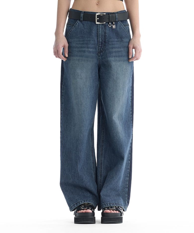 Tonal Wide Denim Pants [ Blue ]