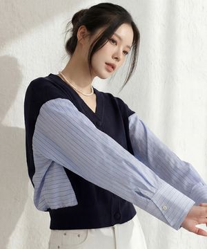 셔츠 레이어드 브이넥 가디건 22688