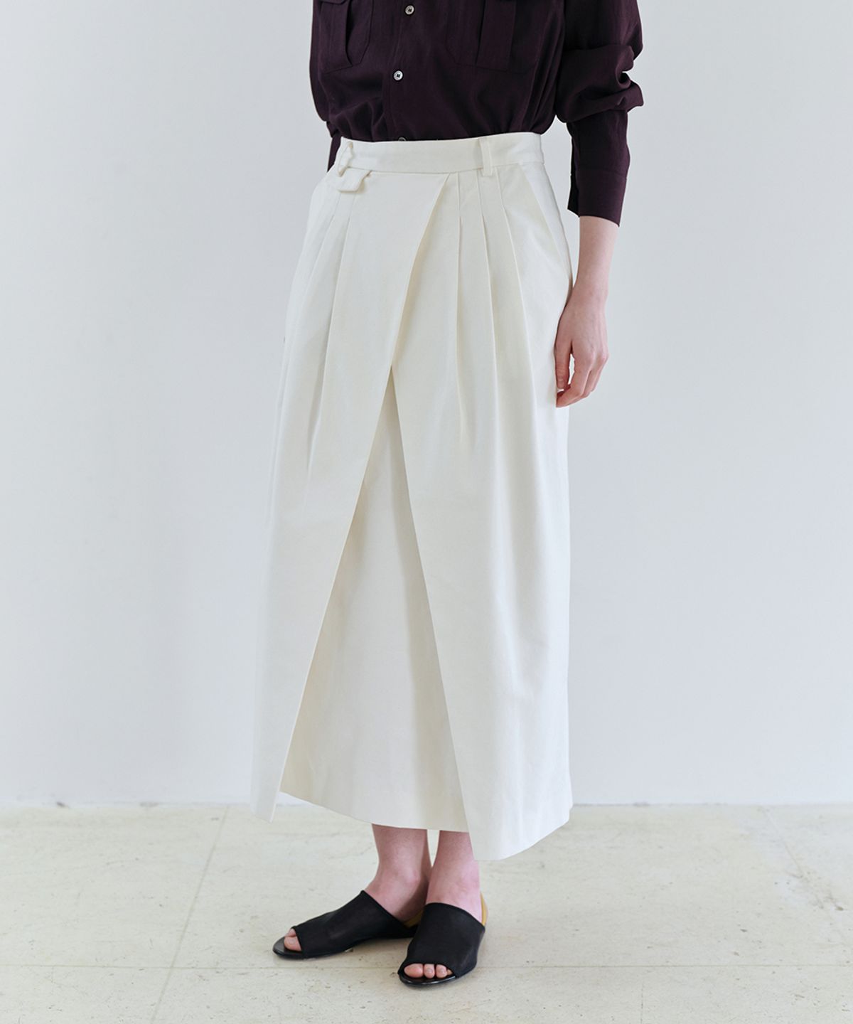 아우브아워(AUBOUR) bud wrap skirt (ivory)