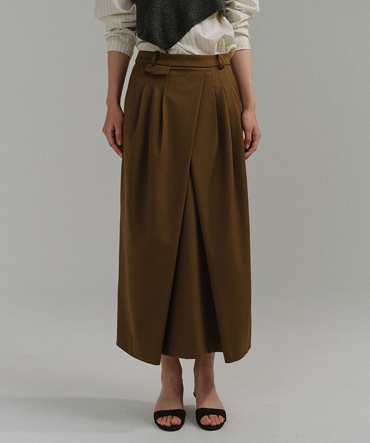 아우브아워(AUBOUR) bud wrap skirt (mocha)