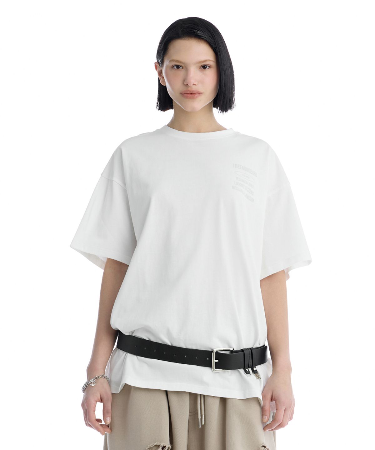 트리밍버드(TREEMINGBIRD) Oversized Graphic T-Shirts [ White ]