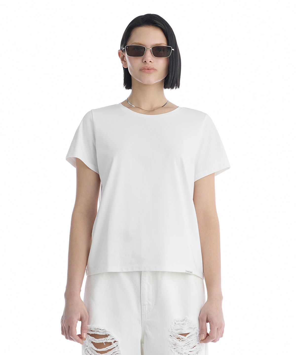 트리밍버드(TREEMINGBIRD) Essential Silky Cotton T-Shirts [ White ]