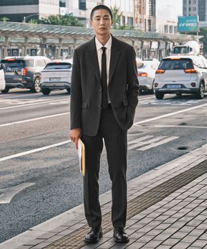 Vibe Shift 트윌 셋업 세트_그레이 (오버핏)_SEJXA01SET