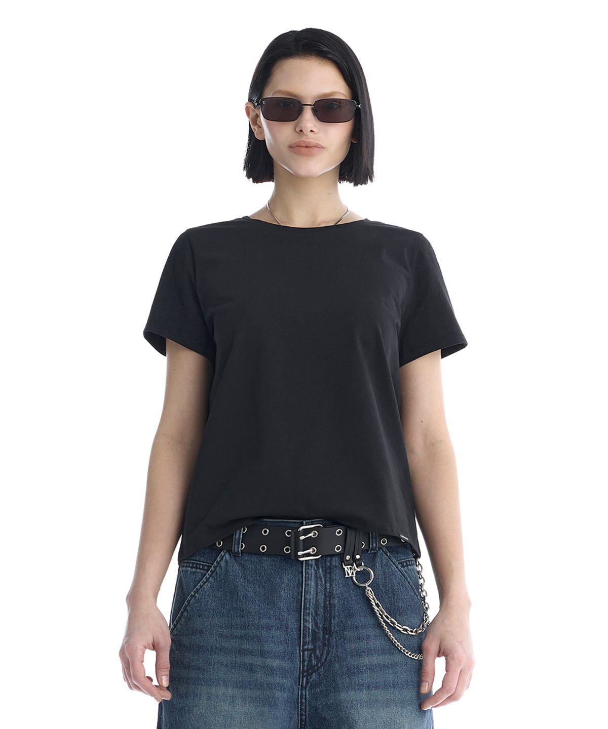 트리밍버드(TREEMINGBIRD) Essential Silky Cotton T-Shirts [ Black ]