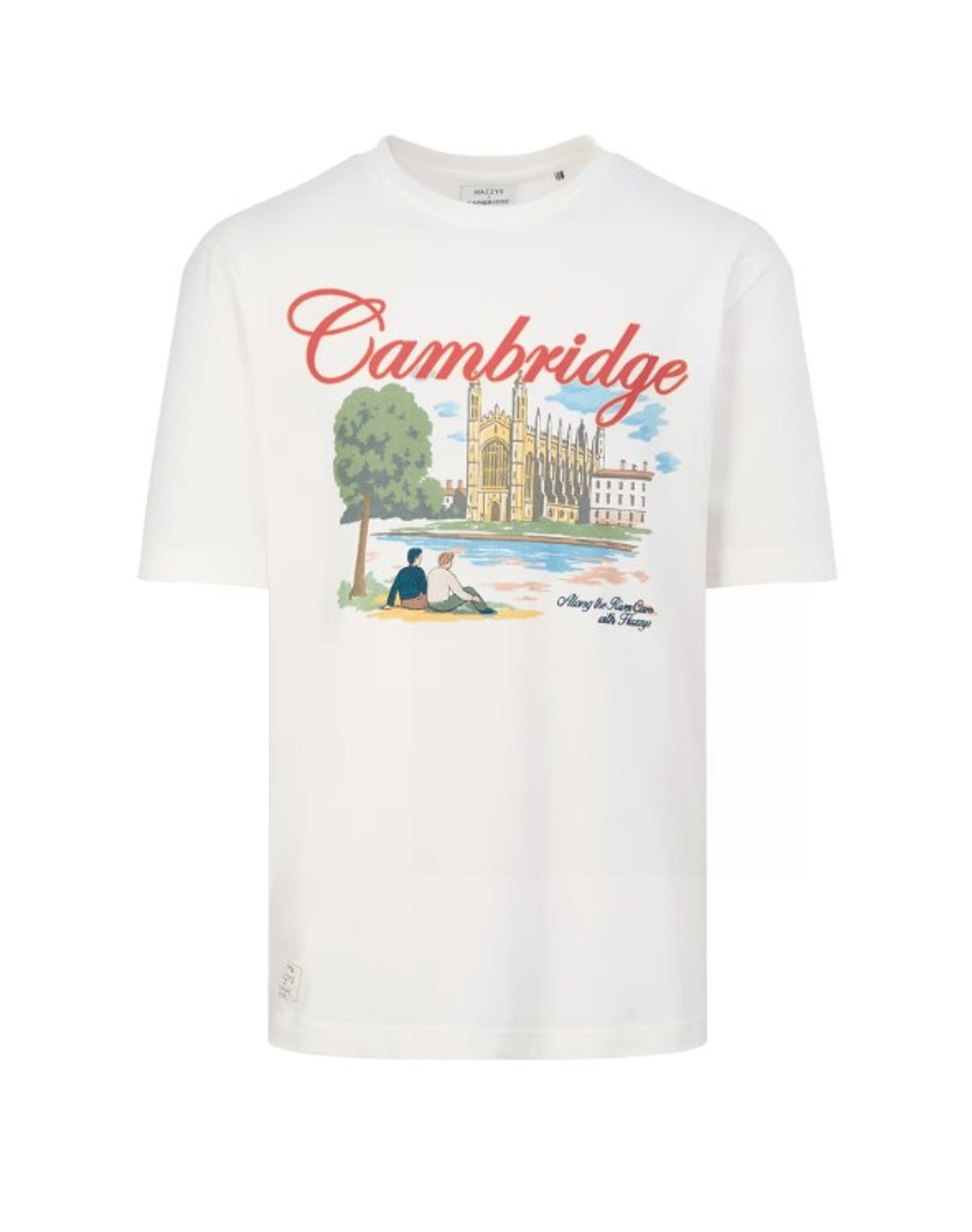 캠브리지 유니버시티(CAMBRIDGE UNIVERSITY) [HAZZYS X CAMBRIDGE] 화이트 로고자수 면 반팔티셔츠