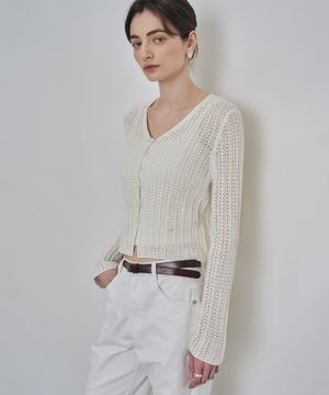 [우먼] [ITALY] 펀칭 브이넥 가디건 5 COLOR COWCD004