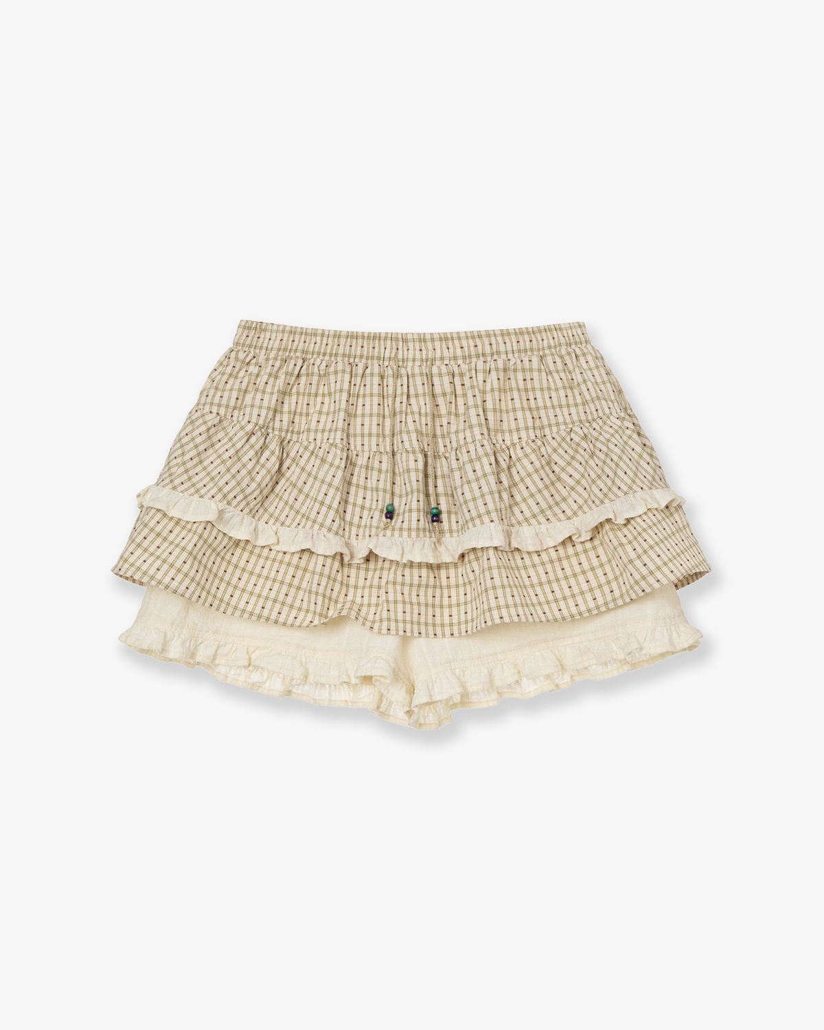 에이이에이이(AEAE) SKIRT MINI SHORTS [CHECK BEIGE]