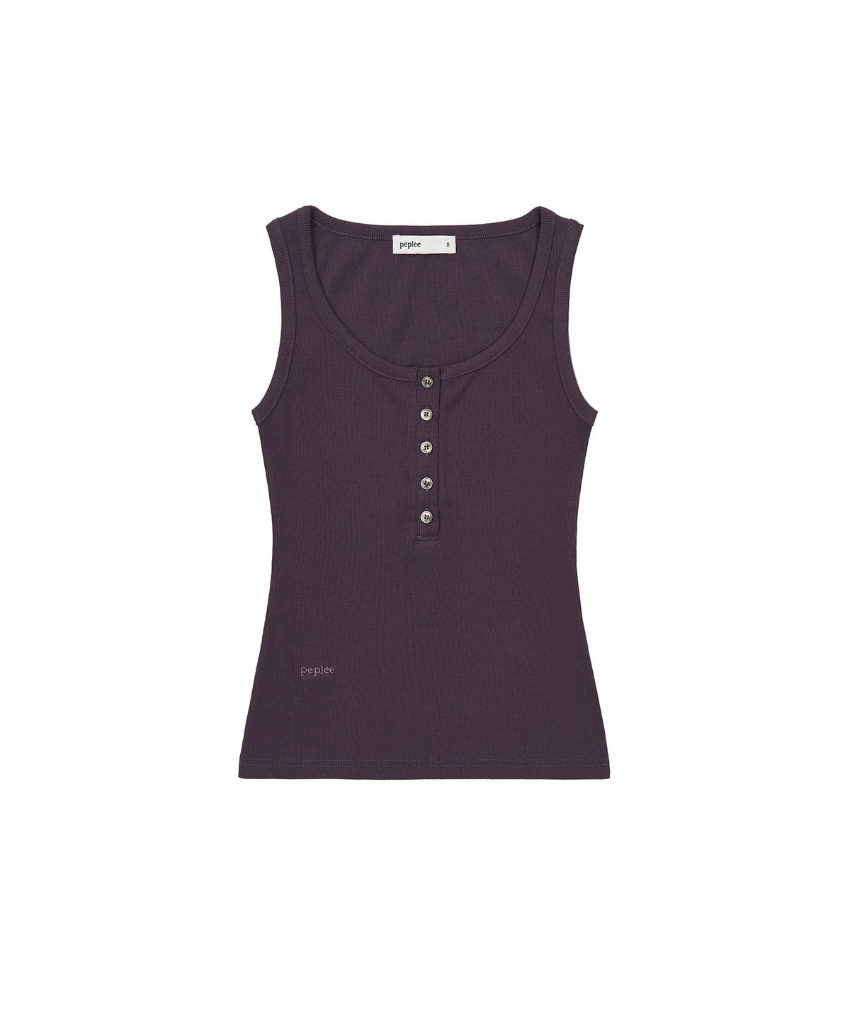 페플리(PEPLEE) Button Henley Neck Sleeveless Top (Purple)