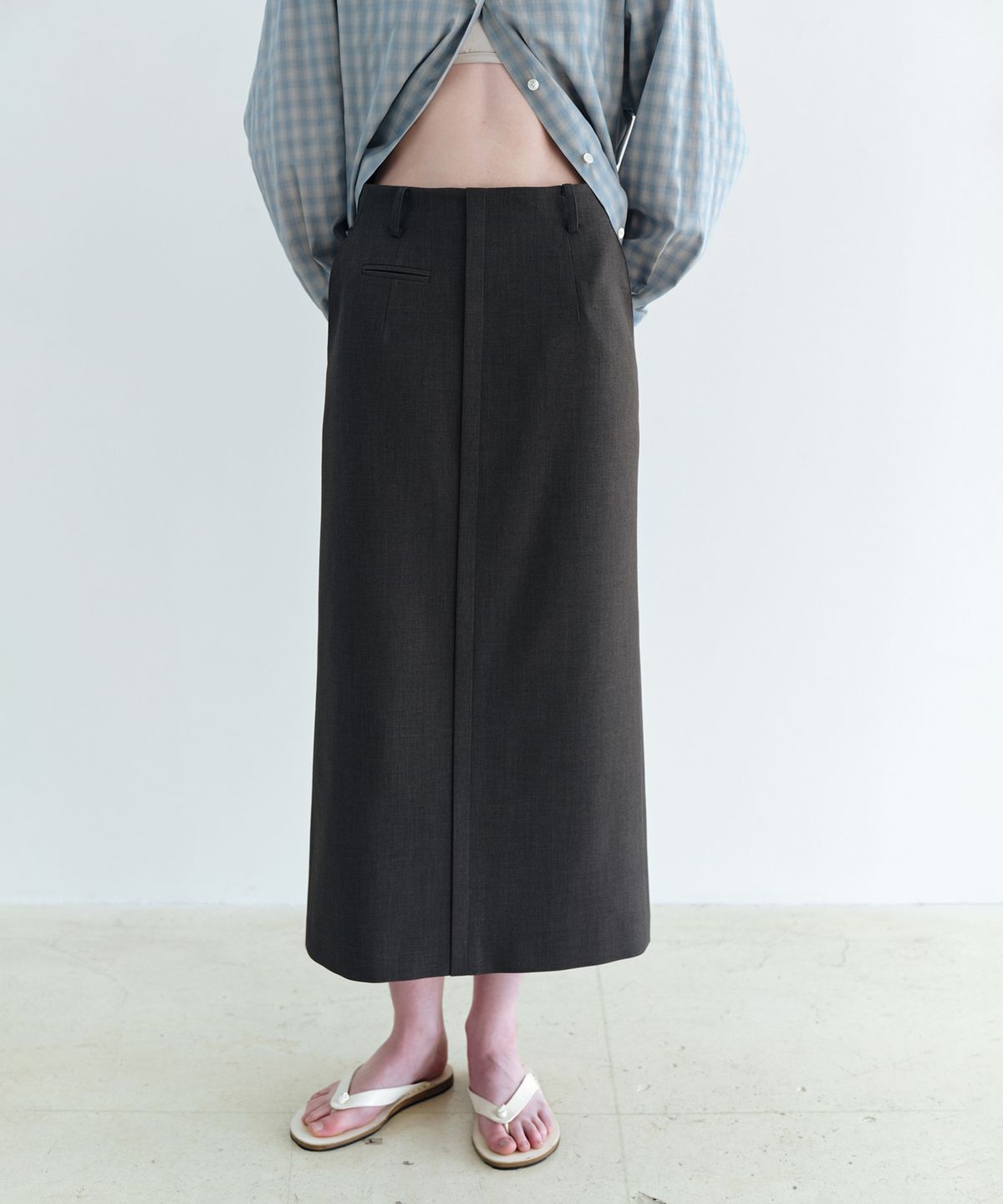아우브아워(AUBOUR) lip pencil skirt (grey)