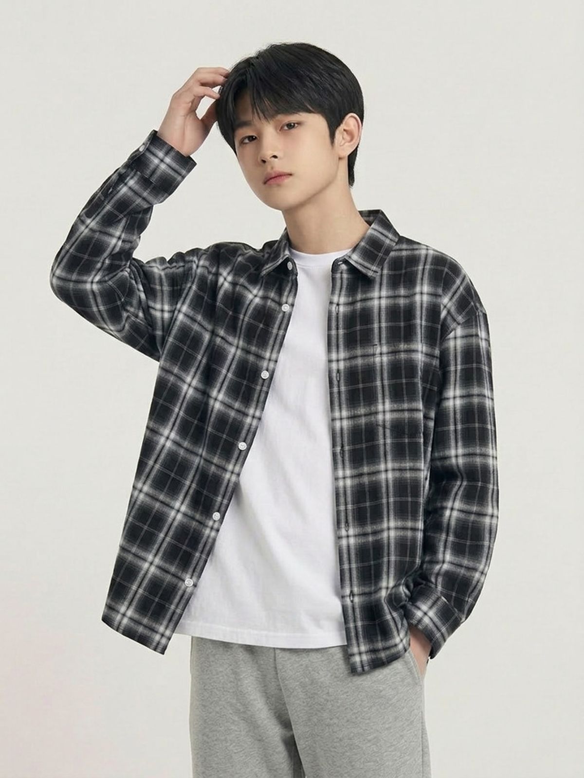 행텐 틴즈(HANGTEN TEENS) 틴즈 체크 시어서커 카라 셔츠_100(14570-020-406-68)