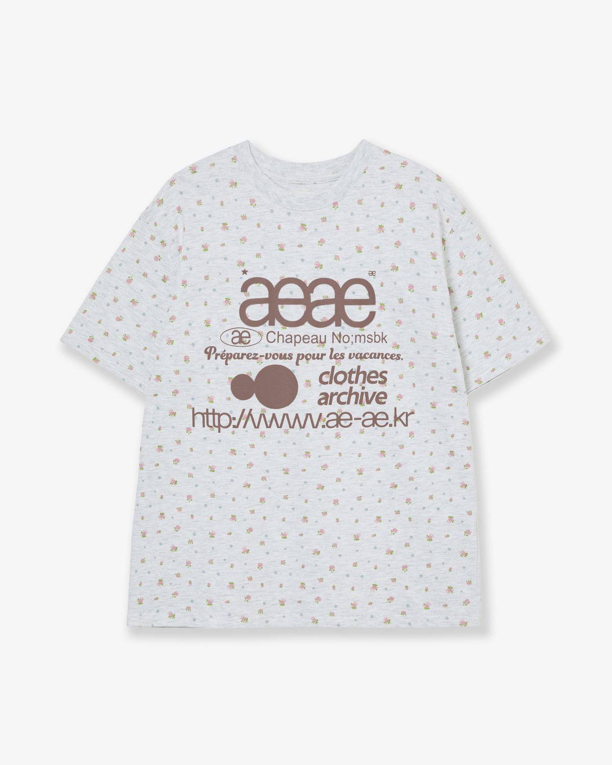 에이이에이이(AEAE) WEB LOGO FLOWER T-SHIRTS [LIGHT GREY]