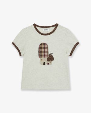 MUSHROOM APPLIQUE TEE [OATMEAL]