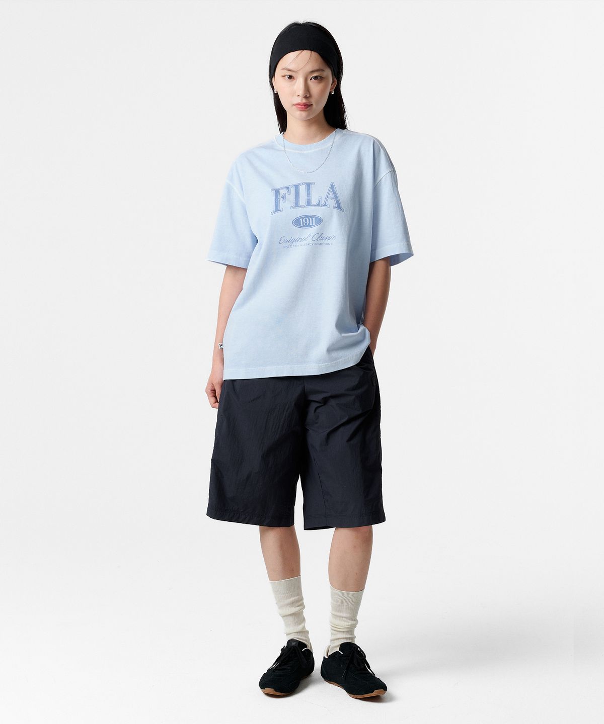 휠라(FILA) 피그먼트 워싱 레터링 반팔티(FS262RS01X001442)